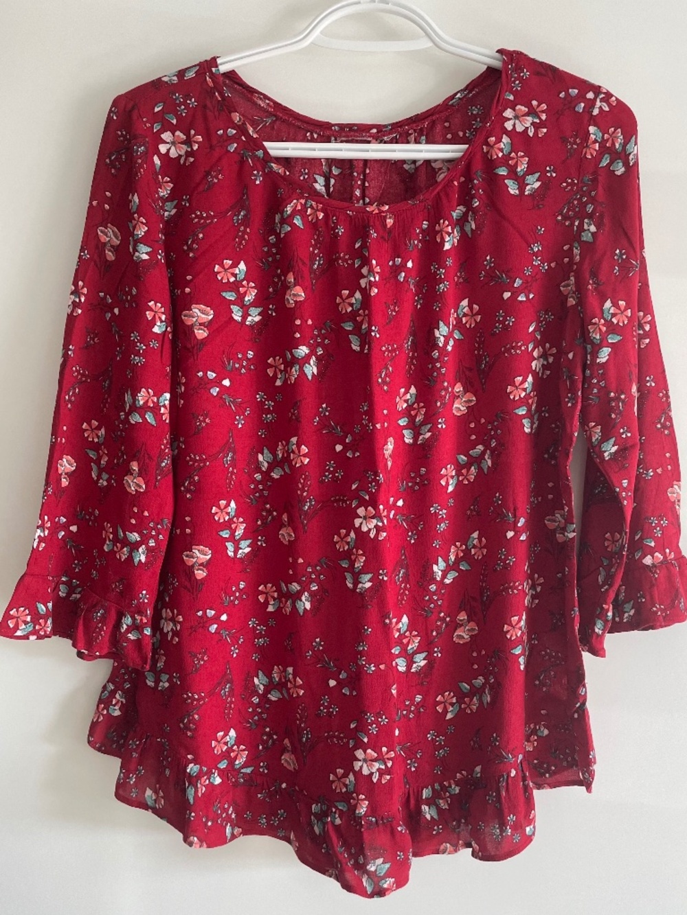 Gap Lightweight Red Floral Blouse